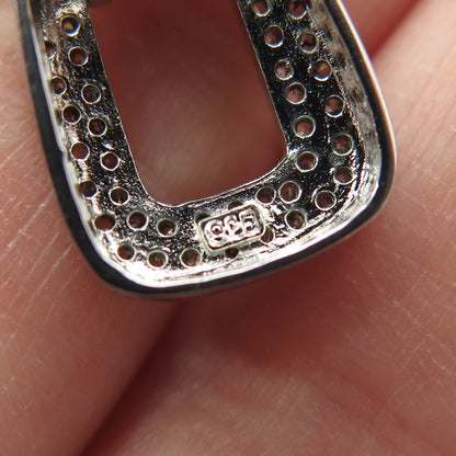925 Sterling Silver Multi-Cut C Z Horse Bit Stirrup Cable Chain Necklace 16-18"