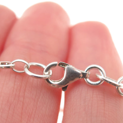 925 Sterling Silver Enamel Butterfly Dangle Charm Oval Link Bracelet 6"