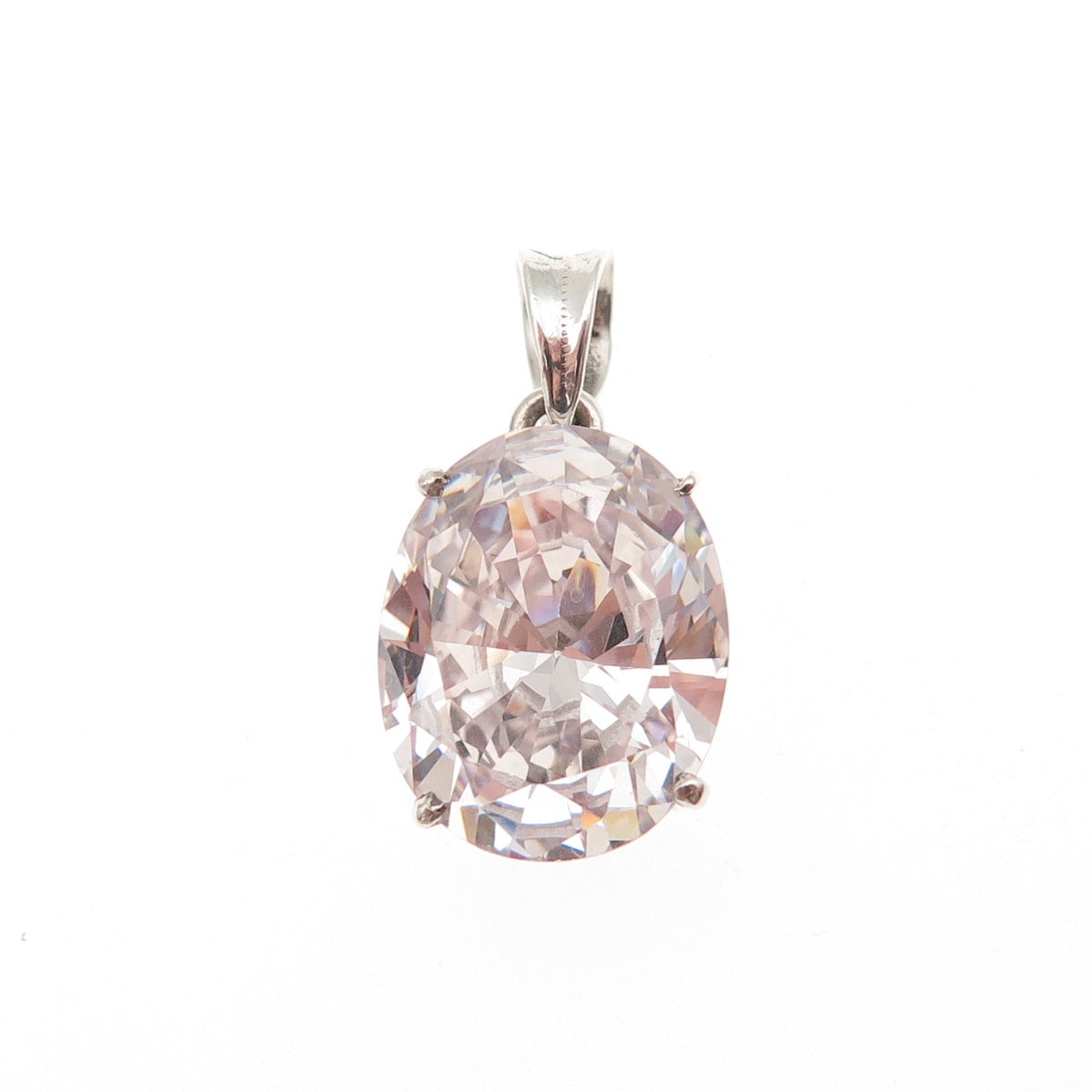 925 Sterling Silver Oval-Cut C Z Mini Charm Pendant