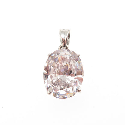 925 Sterling Silver Oval-Cut C Z Mini Charm Pendant