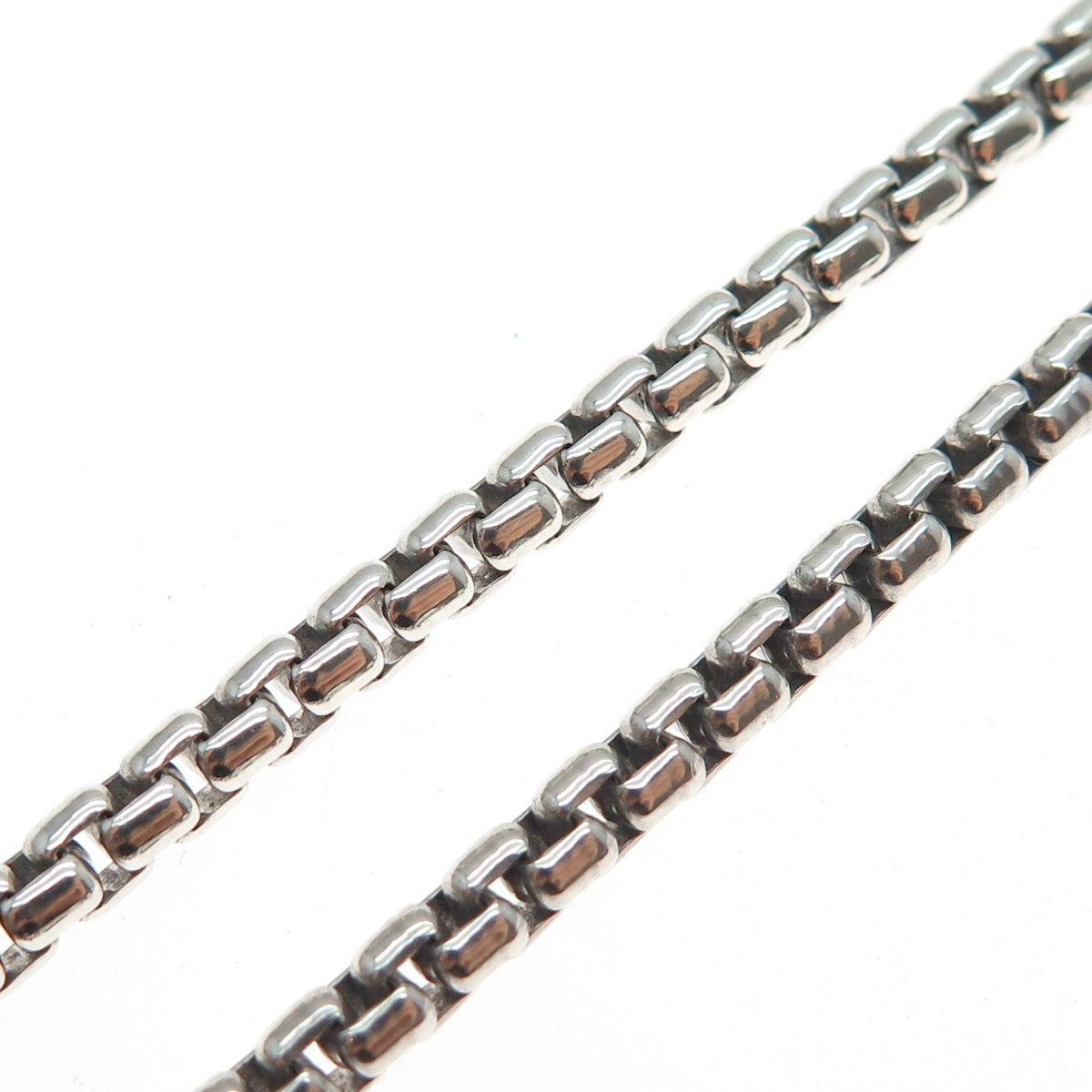 925 Sterling Silver Vintage Italy Round Box Chain Necklace 24"