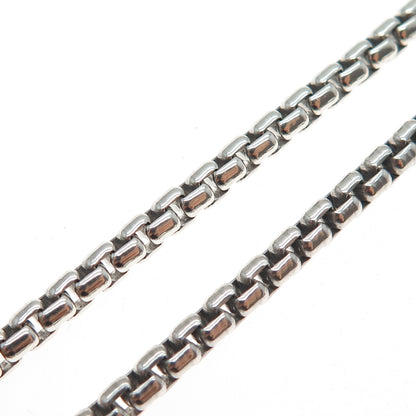 925 Sterling Silver Vintage Italy Round Box Chain Necklace 24"