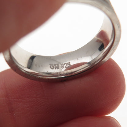 925 Sterling Silver Lined Band Ring Size 6.25