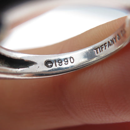 TIFFANY & CO. 925 Sterling Silver 18K Gold Vintage 1990 Crisscross Ring Size 6.5