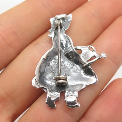 925 Sterling Silver Vintage Girl w/ Water Can Pin Brooch