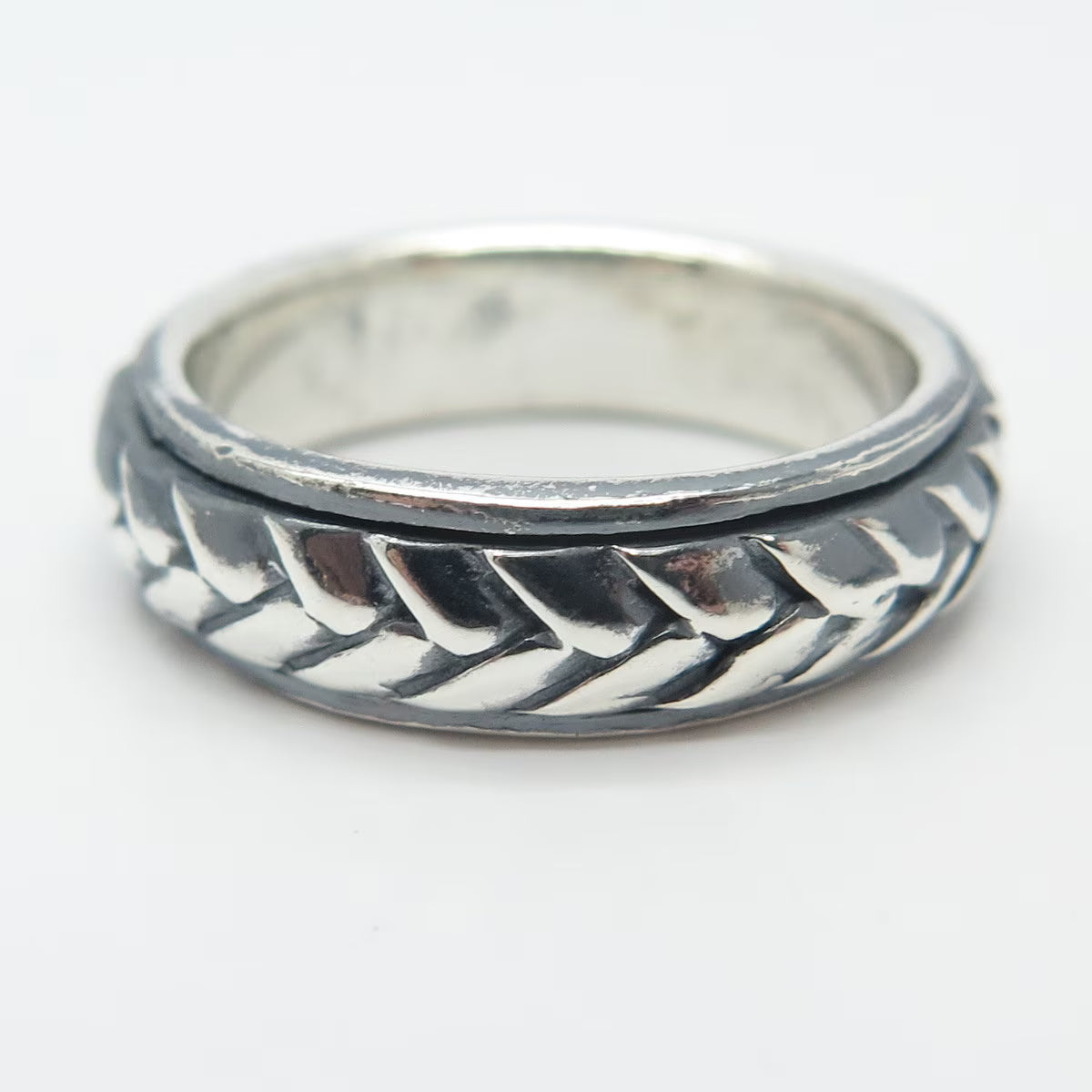925 Sterling Silver Vintage Braided Band Ring Size 9