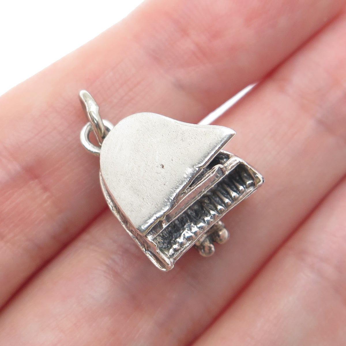 JEWELART Sterling Silver Vintage Grand Piano Locket Minimalist 3D Charm Pendant