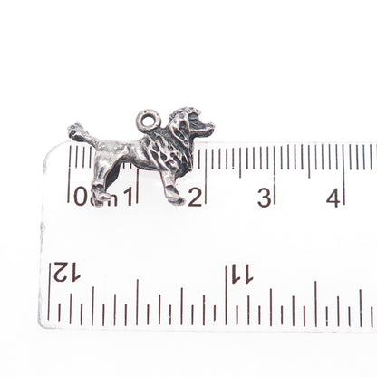925 Sterling Silver Vintage Poodle Dog Oxidized Mini 3D Charm Pendant