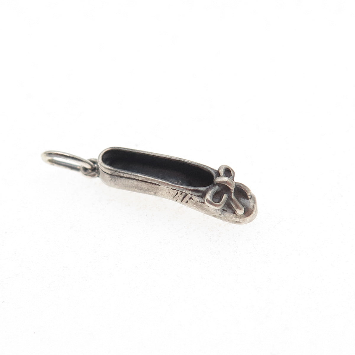 Sunwest Sterling Silver Vintage Ballerina Shoe Oxidized 3D Mini Charm Pendant
