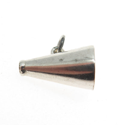 925 Sterling Silver Antique Art Deco Cheerleader Megaphone Charm Pendant