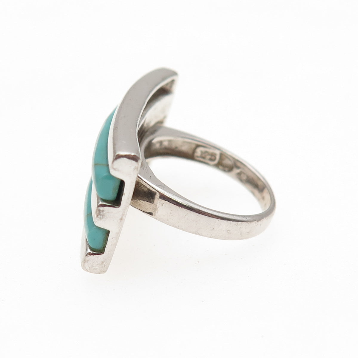 ATI Annika Witt Sterling Silver Vintage Real Turquoise Modernist Ring Size 5.75
