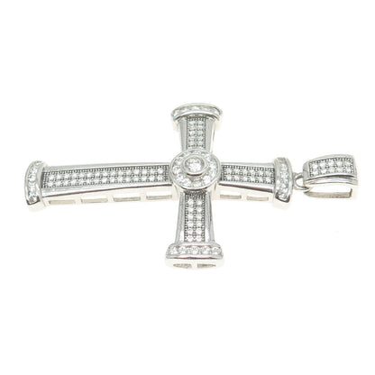 925 Sterling Silver Round-Cut C Z Cross Pendant