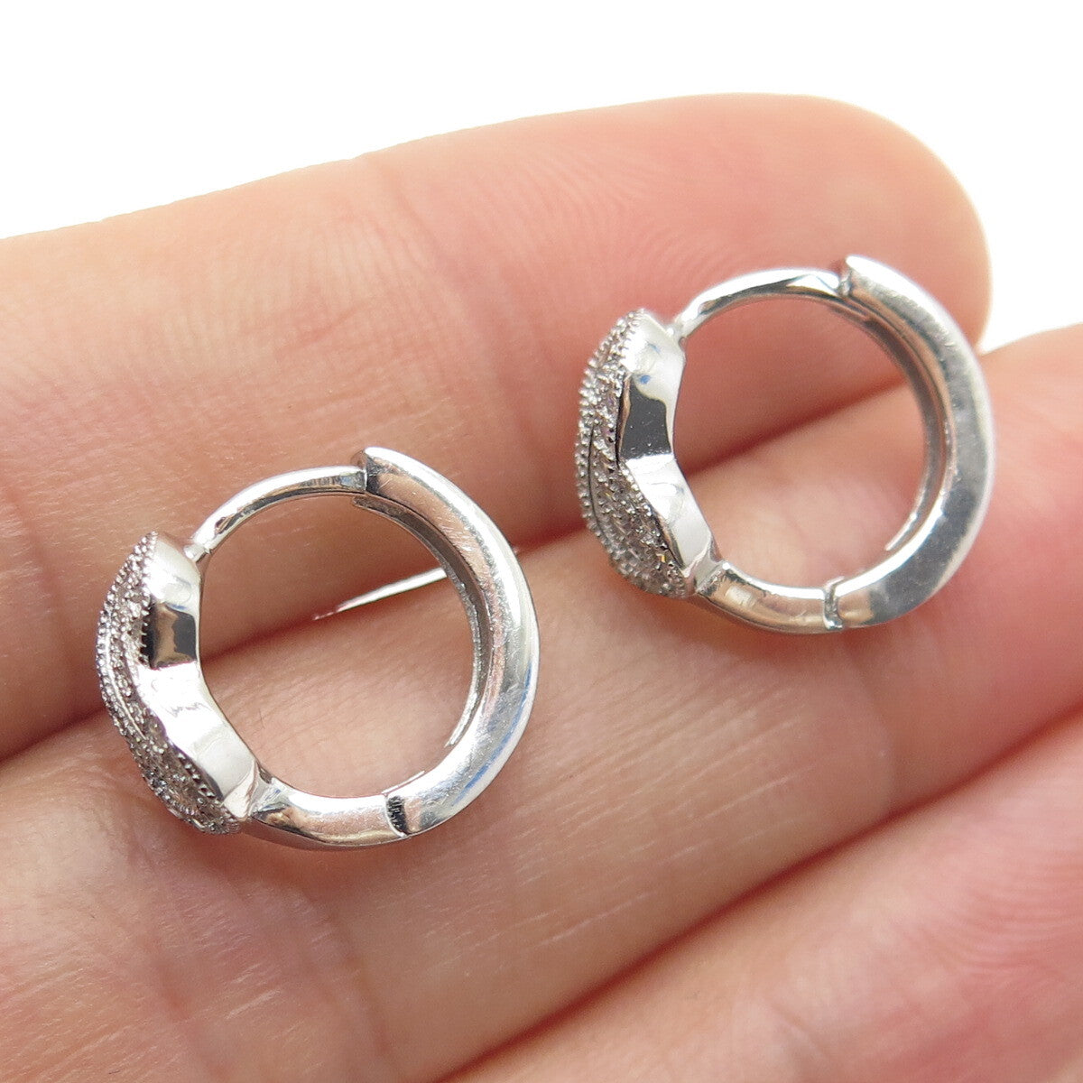 925 Sterling Silver Round-Cut C Z Knot Hoop Earrings
