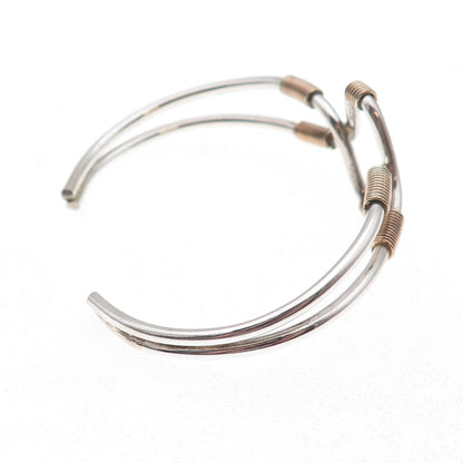925 Sterling Silver Gold Filled Vintage Modernist Adjustable Bracelet 6.25"