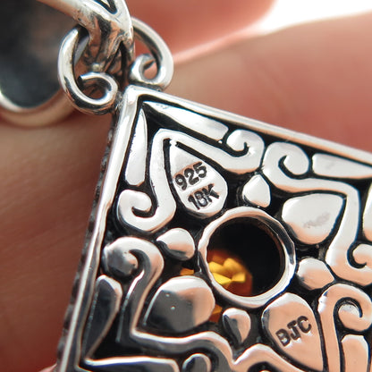 SAMUEL BENHAM BJC 925 Sterling Silver 18K Gold Vintage Real Citrine Pendant