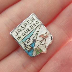 BREADNER CO. 925 Sterling Silver Vintage Enamel Jasper in Quebec Tie Tack Pin