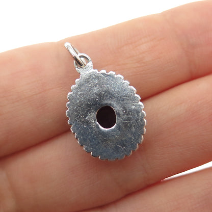 925 Sterling Silver Vintage Real Tourmaline Southwestern Mini Charm Pendant
