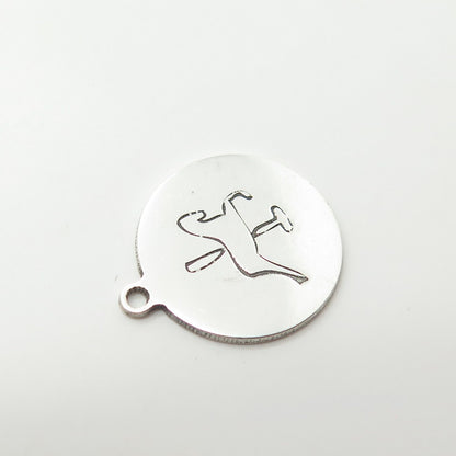 925 Sterling Silver USA Two In Town Horse Charm Pendant
