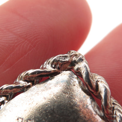 925 Sterling Silver Vintage Rhinestone Christmas Tree Heart Charm Pendant