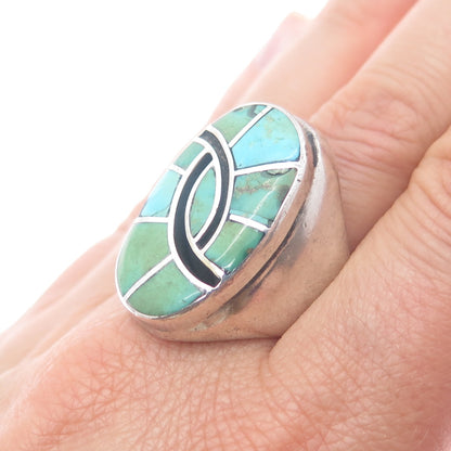 CLEM NALWOOD NAVAJO Old Pawn Sterling Silver Southwestern Turquoise Ring Size 11