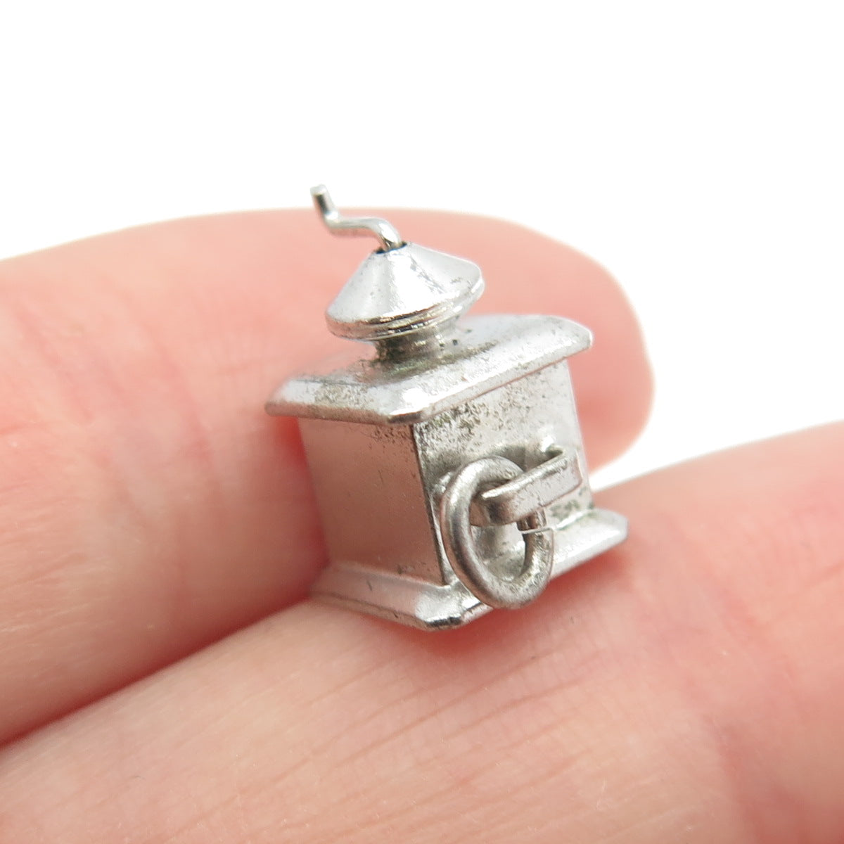 925 Sterling Silver Antique Art Deco Coffee Grinder 3D Charm Pendant