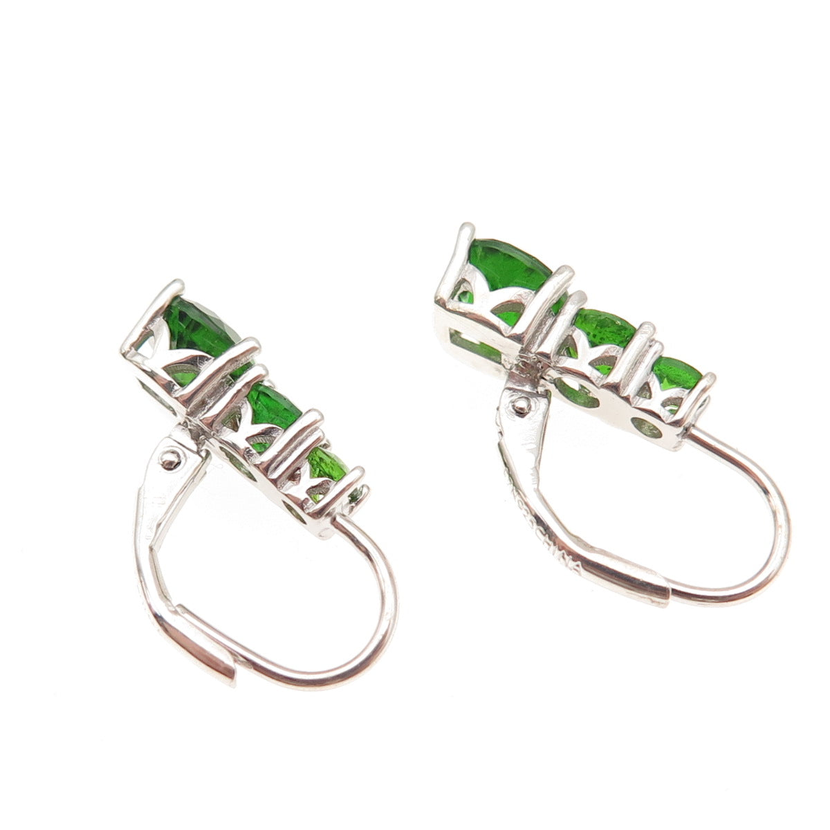 925 Sterling Silver Real Round-Cut Graduated Peridot Earrings