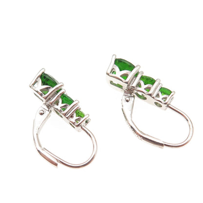 925 Sterling Silver Real Round-Cut Graduated Peridot Earrings