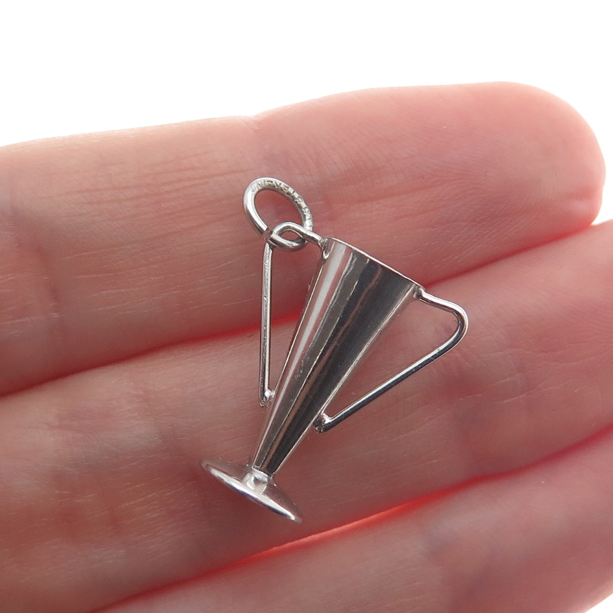 WELLS 925 Sterling Silver Antique Trophy Cup Award Minimalist 3D Charm Pendant