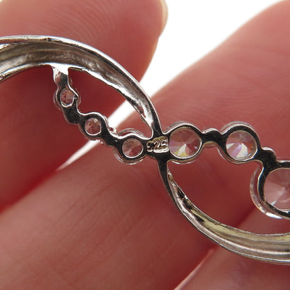 925 Sterling Silver Graduated Round-Cut C Z Infinity Slide Charm Pendant