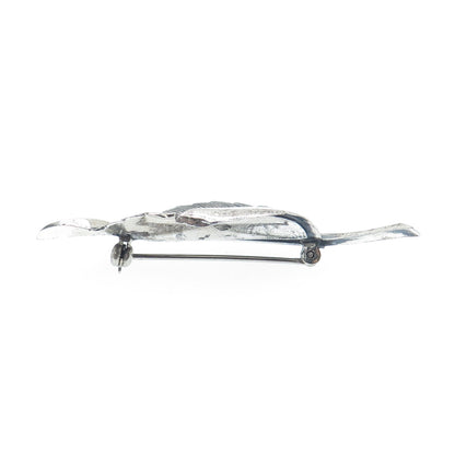 BEAU 925 Sterling Silver Vintage Leaf Oxidized Pin Brooch