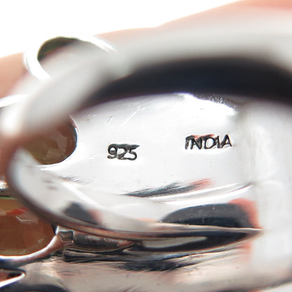 SAJEN 925 Sterling Silver Vintage Real Peridot Oxidized Wing Overlap Ring Size 7