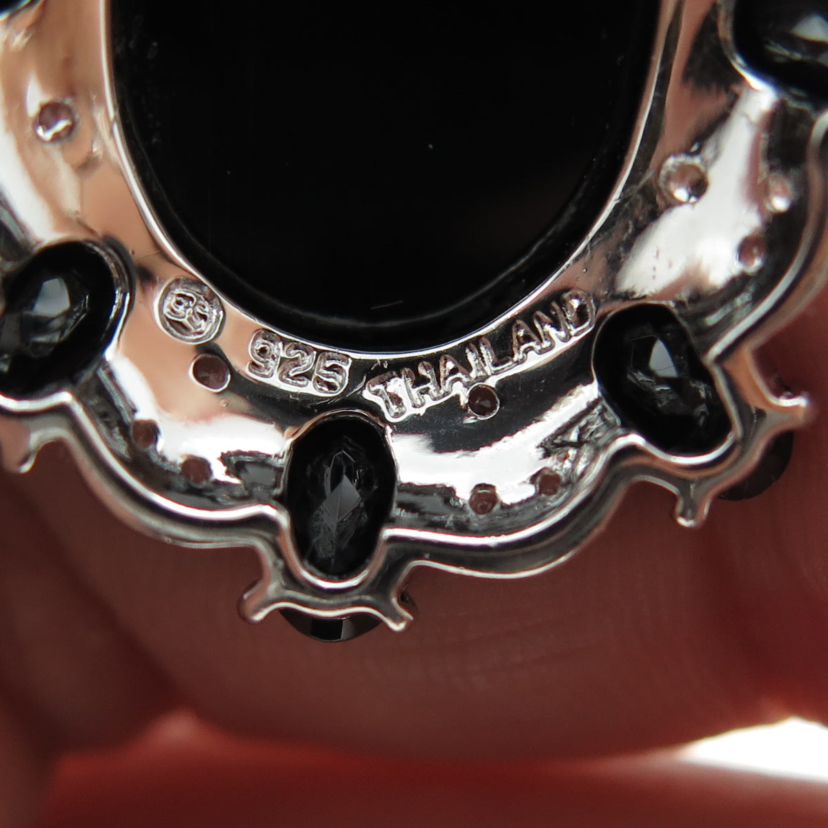 925 Sterling Silver Real Oval-Cut Black Spinel & White Topaz Pendant