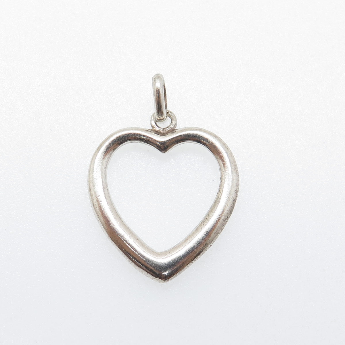 925 Sterling Silver Vintage Open Heart Charm Pendant