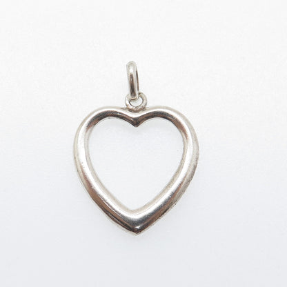 925 Sterling Silver Vintage Open Heart Charm Pendant
