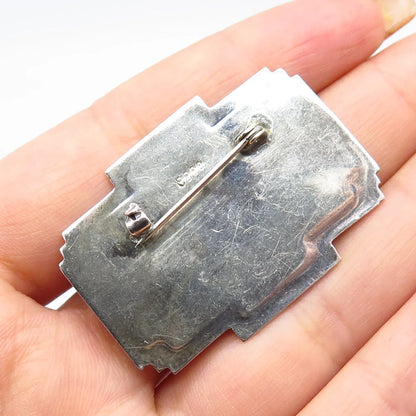 925 Sterling Silver Vintage Tribal Face Totem Pin Brooch