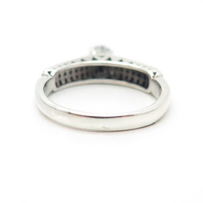 925 Sterling Silver Round-Cut C Z Engagement Ring Size 7.5