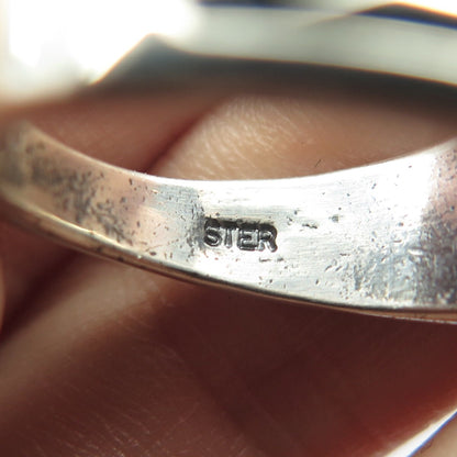 925 Sterling Silver Vintage Etched Striped Ring Size 7.75