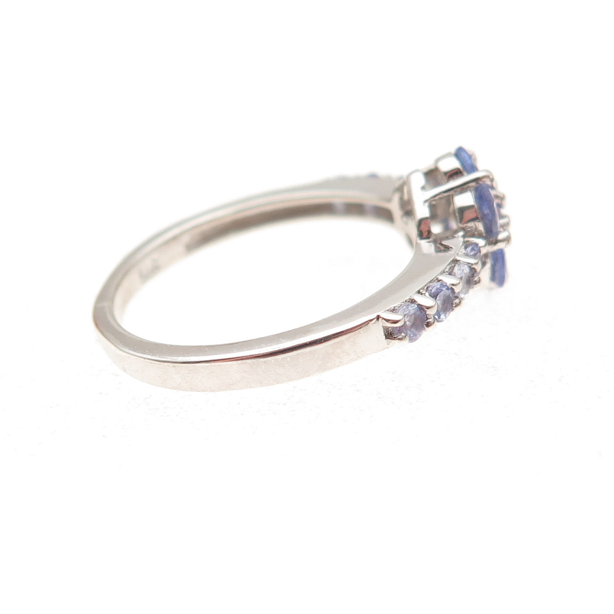 Chuck Clemency 925 Sterling Silver Real Round-Cut Tanzanite Floral Ring Size 8