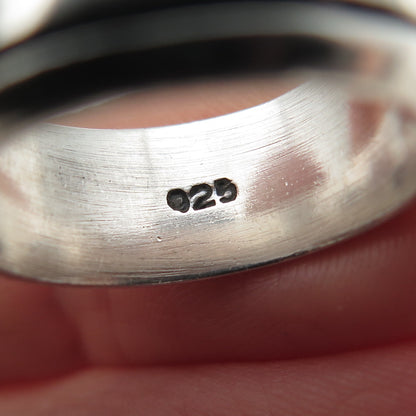 925 Sterling Silver Vintage Modernist Oxidized Band Ring Size 6
