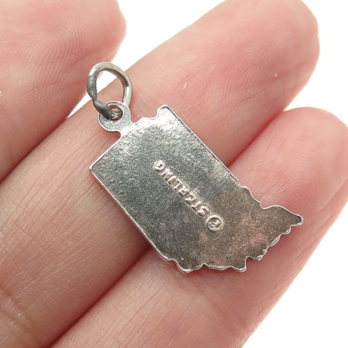 FRENCH & FRANKLIN 925 Sterling Silver Vintage Indiana State Map Charm Pendant