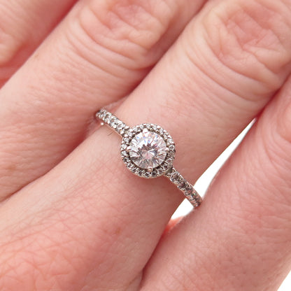 Pandora 925 Sterling Silver Round-Cut C Z Engagement Ring Size 6.25