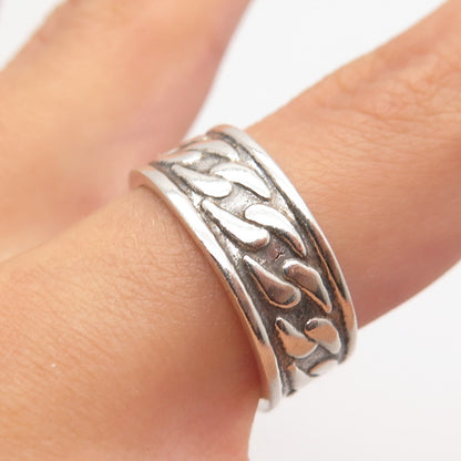 925 Sterling Silver Vintage C & S Chain Band Ring Size 6.25