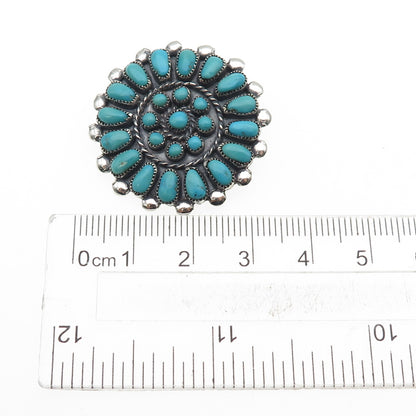 Old Pawn 925 Sterling Silver Vintage Southwestern Turquoise Pin Brooch / Pendant