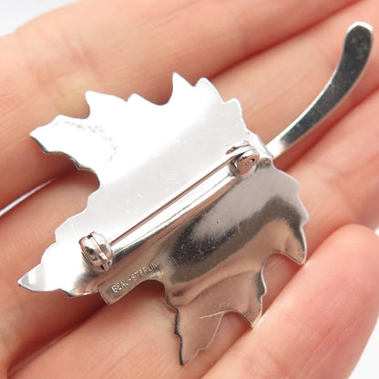 925 Sterling Silver Vintage BEAU Maple Leaf Pin Brooch