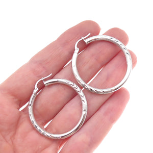 925 Sterling Silver Vintage Tube Hoop Earrings