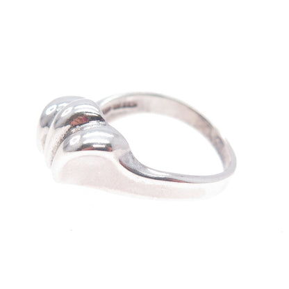 925 Sterling Silver Vintage Modernist Wave Ring Size 6.75