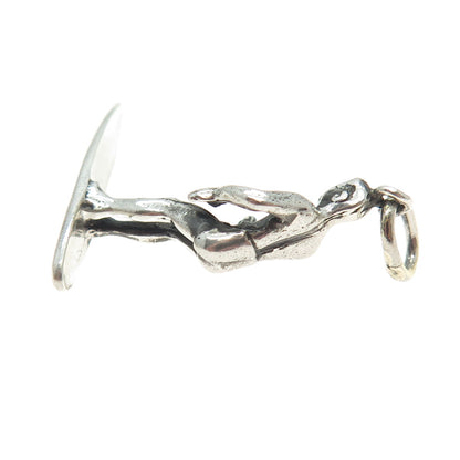 925 Sterling Silver Antique Art Deco Surfer 3D Pendant