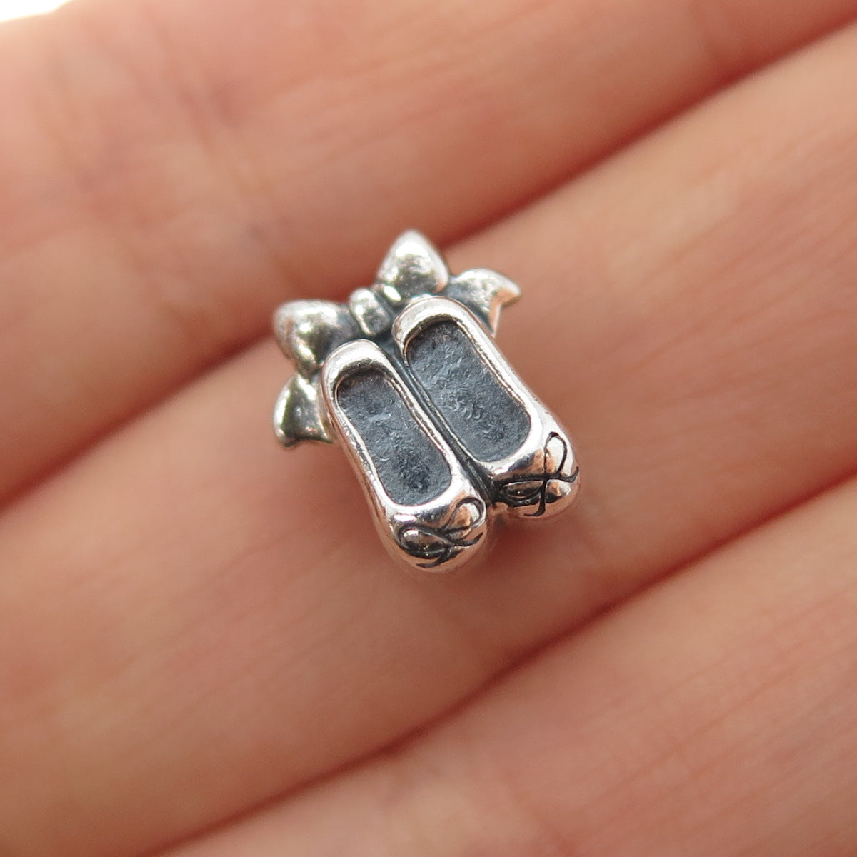 CHAMILIA 925 Sterling Silver Ballet Bow Shoes Slide Bead Charm