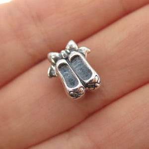 CHAMILIA 925 Sterling Silver Ballet Bow Shoes Slide Bead Charm