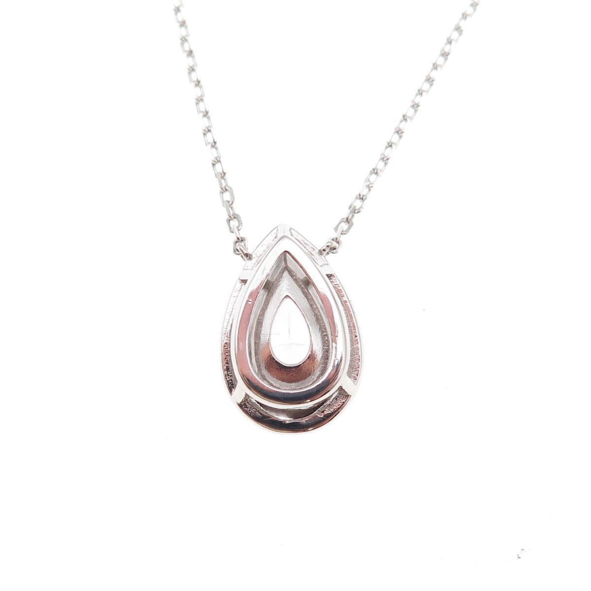 925 Sterling Silver 2-Tone Pink & White C Z Teardrop Cable Chain Necklace 16-18"